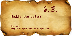 Hejja Bertalan névjegykártya